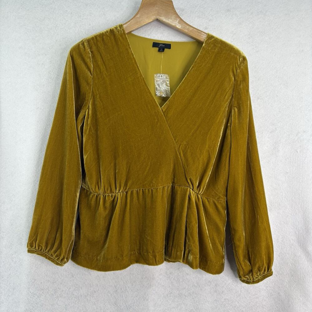 J. Crew Factory Velvet Wrap Blouse in Mustard
